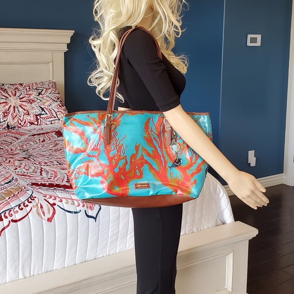 Sakroots Handbags - SAKROOTS WATER NATION RED CORAL TURQUOISE TOTE